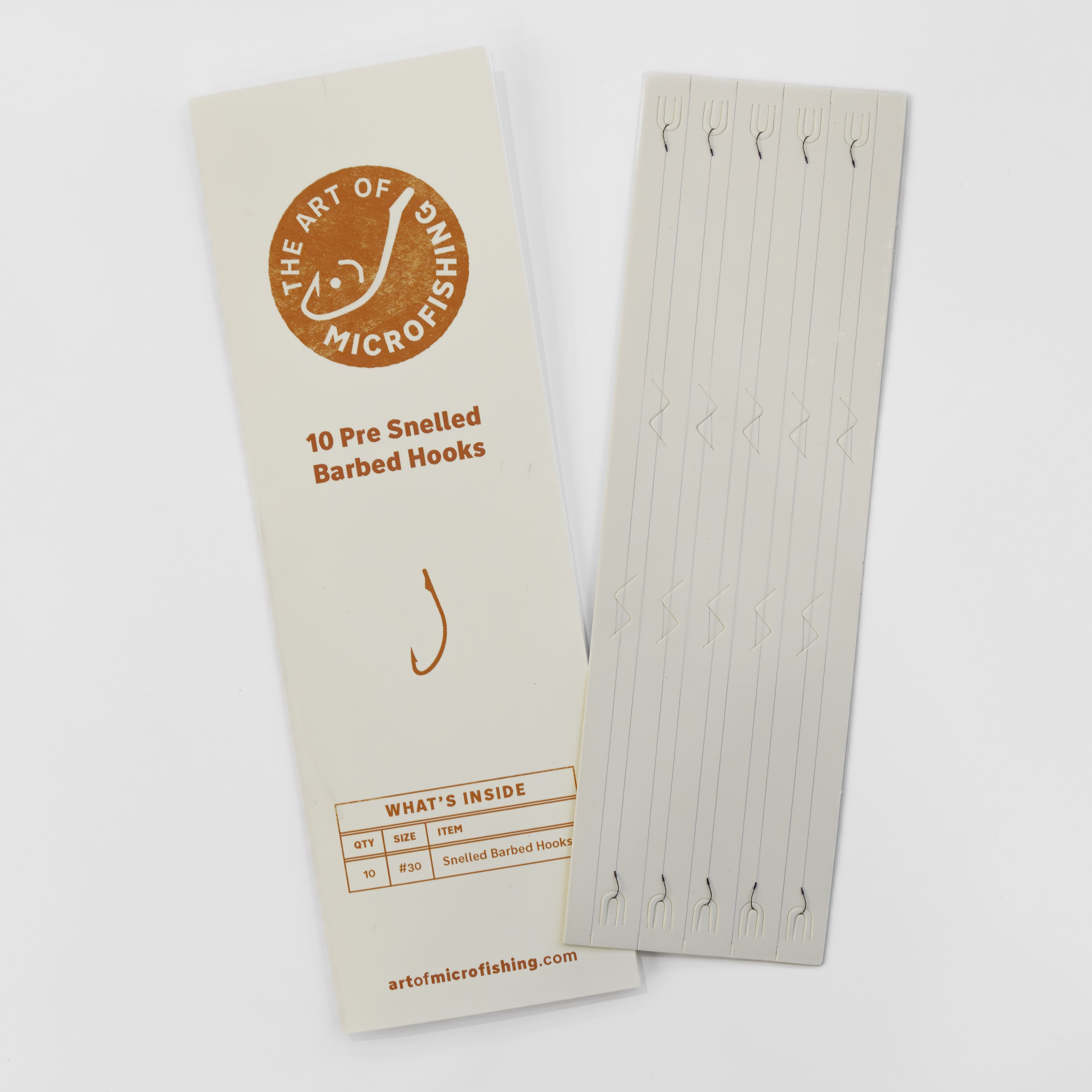 Size 30 pre-snelled micro fishing hooks